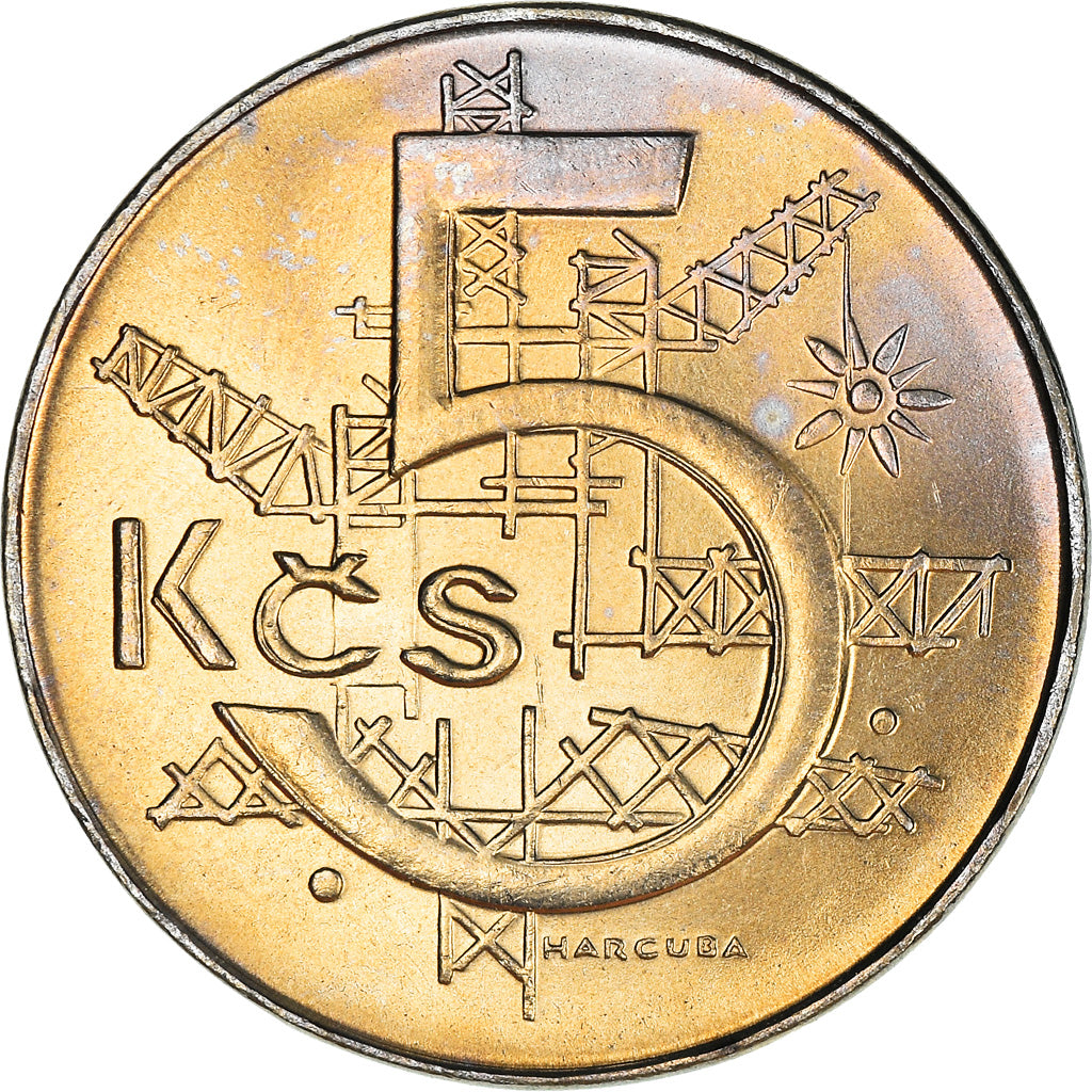 Coin, Czechoslovakia, 5 Korun, 1991, MS(63), Copper-nickel, KM:152