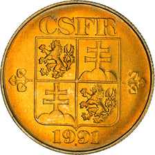 Coin, Czechoslovakia, Koruna, 1991, MS(63), Copper-Aluminum, KM:151