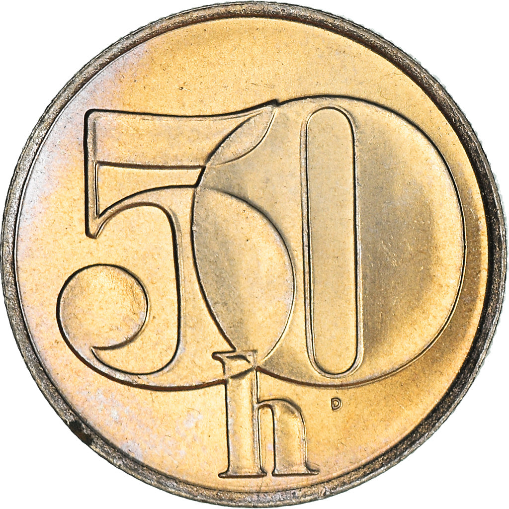 Coin, Czechoslovakia, 50 Haleru, 1991, MS(63), Copper-nickel, KM:144