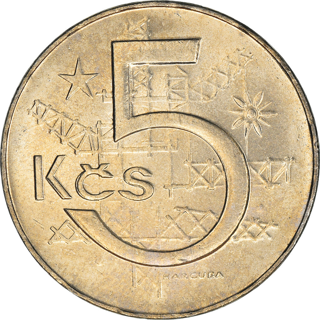 Coin, Czechoslovakia, 5 Korun, 1990, MS(63), Copper-nickel, KM:60