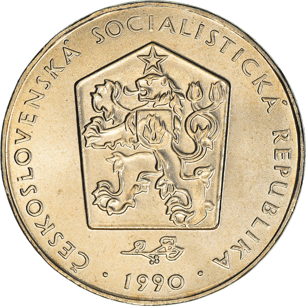 Coin, Czechoslovakia, 2 Koruny, 1990, MS(63), Copper-nickel, KM:75
