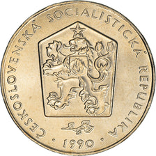 Coin, Czechoslovakia, 2 Koruny, 1990, MS(63), Copper-nickel, KM:75