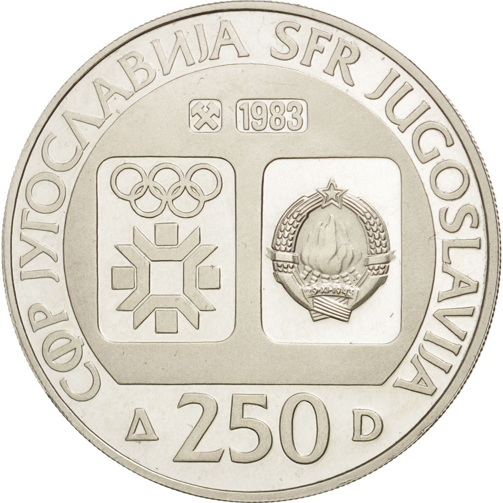 Yugoslavia, 250 Dinara, 1983, MS(63), Silver, KM:101