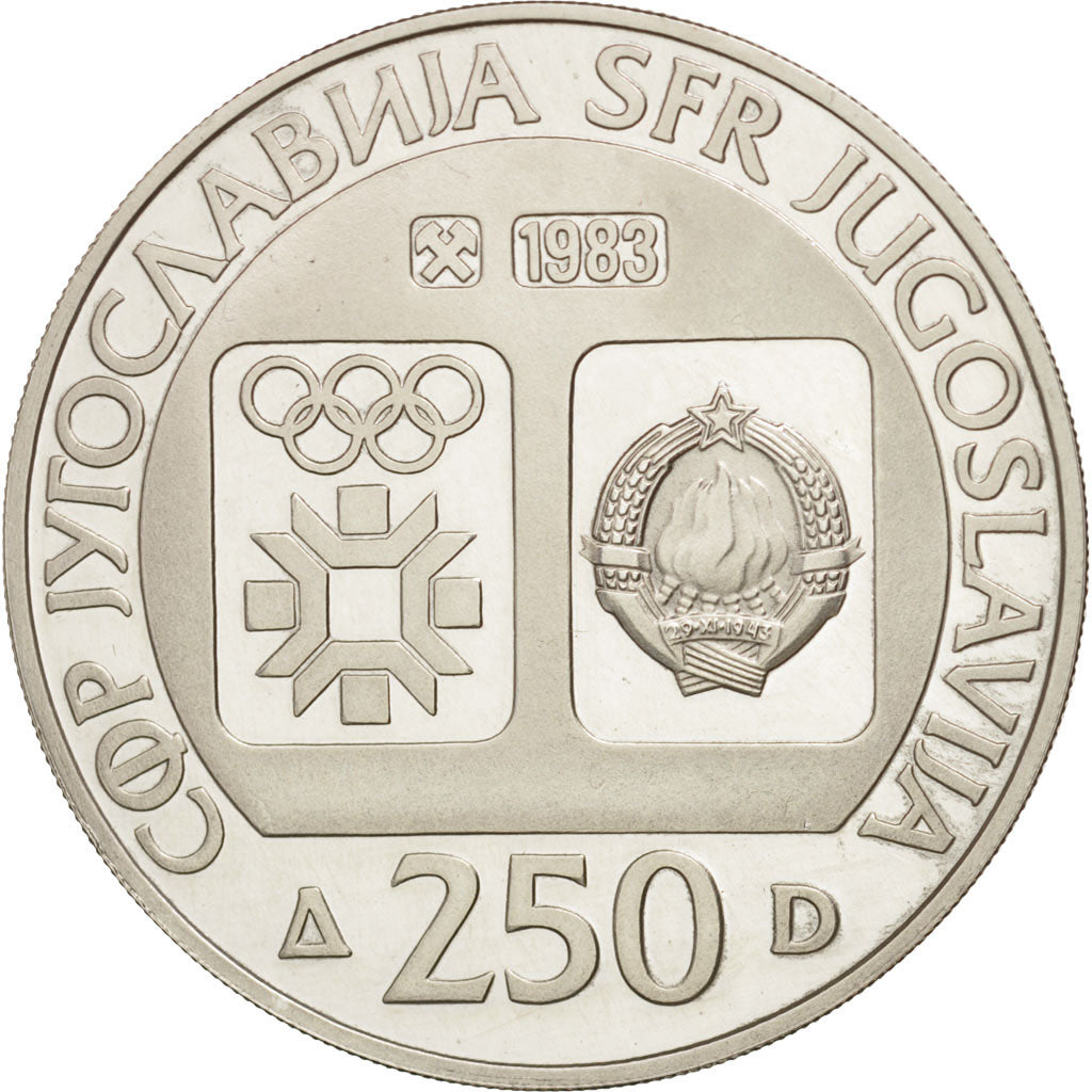 Yugoslavia, 250 Dinara, 1983, MS(63), Silver, KM:100