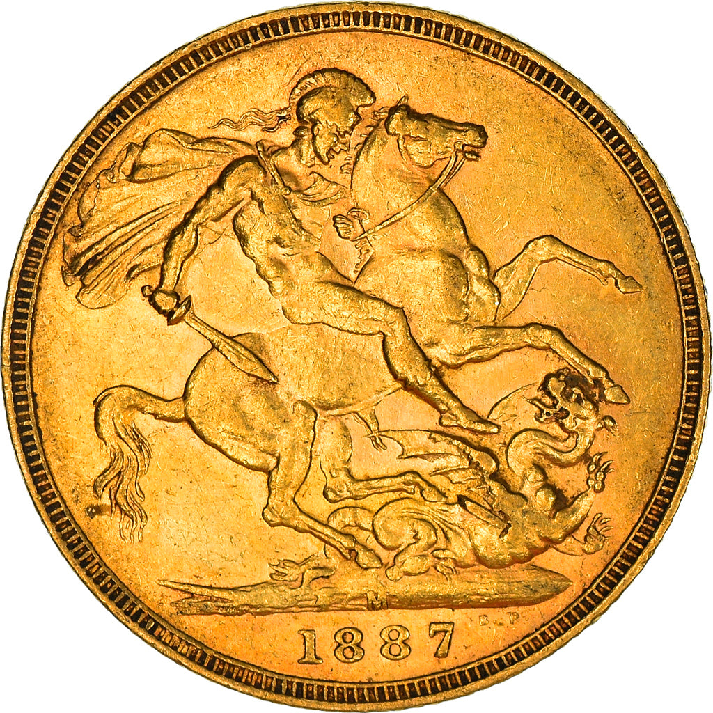 Coin, Australia, Victoria, Sovereign, 1887, Melbourne, AU(50-53), Gold, KM:10