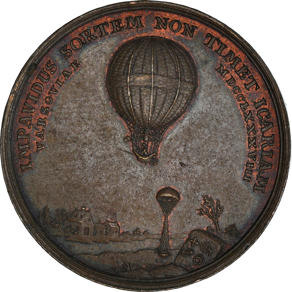 Poland, Medal, Jean-Pierre Blanchard, Aviation, 1788, Loos, MS(60-62), Bronze