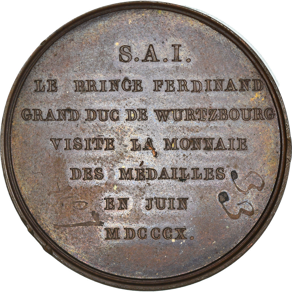 Francia, medalla, Le Prince Ferdinand, Duc de Würtzbourg, Visite la Monnaie