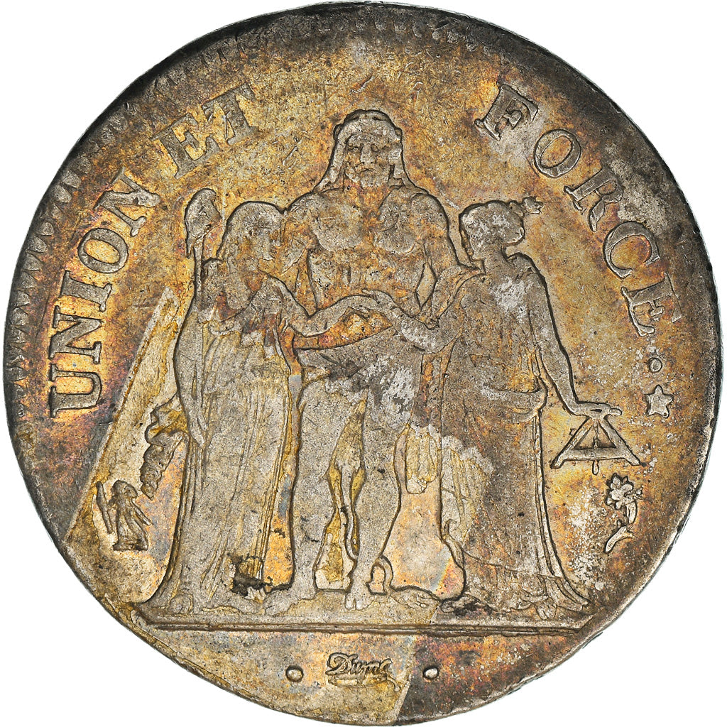 Coin, France, Union et Force, 5 Francs, AN 5, Paris, EF(40-45), Silver
