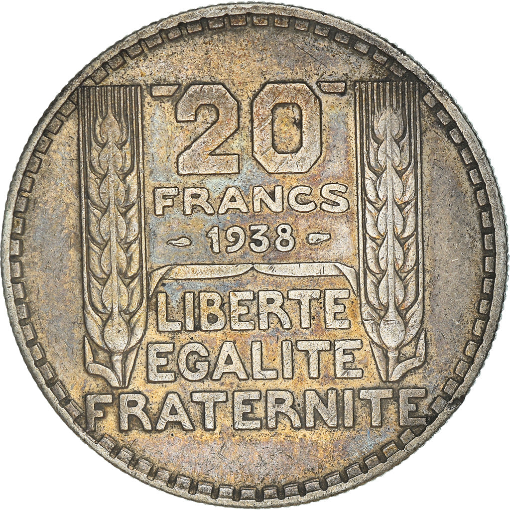 Coin, France, Turin, 20 Francs, 1938, Paris, EF(40-45), Silver, KM:879