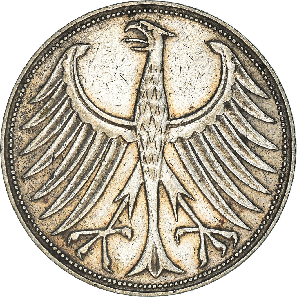 Coin, GERMANY - FEDERAL REPUBLIC, 5 Mark, 1951, Hambourg, EF(40-45), Silver