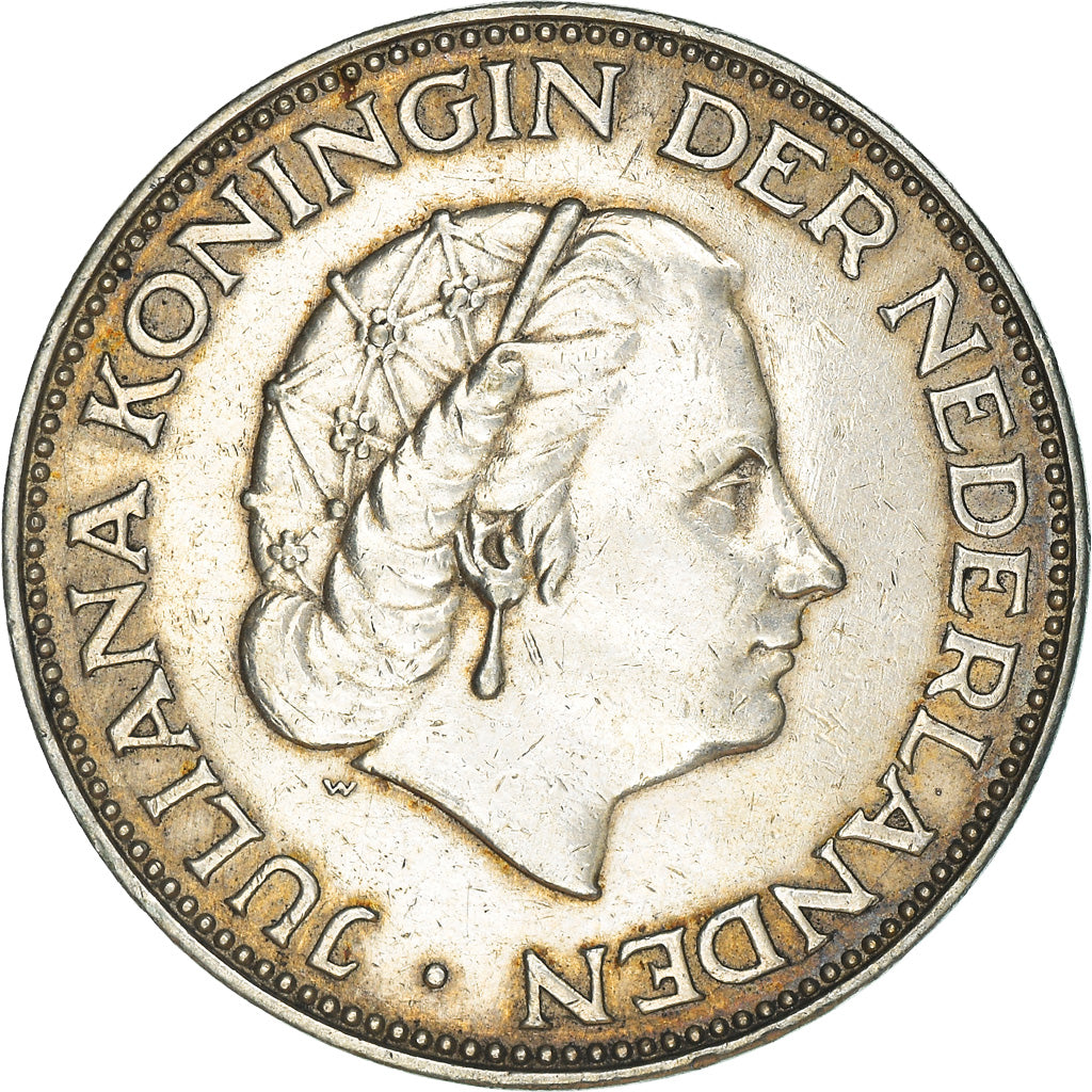 Moneta, Paesi Bassi, Juliana, 2-1/2 Gulden, 1962, BB+, Argento, KM:185