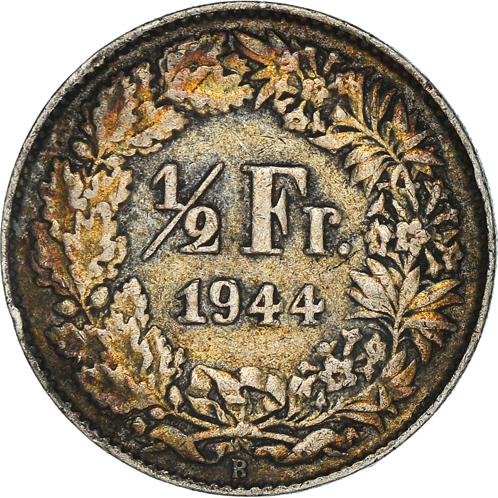 Coin, Switzerland, 1/2 Franc, 1944, Bern, VF(30-35), Silver, KM:23