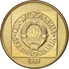 Coin, Yugoslavia, 100 Dinara, 1989, AU(55-58), Brass, KM:134