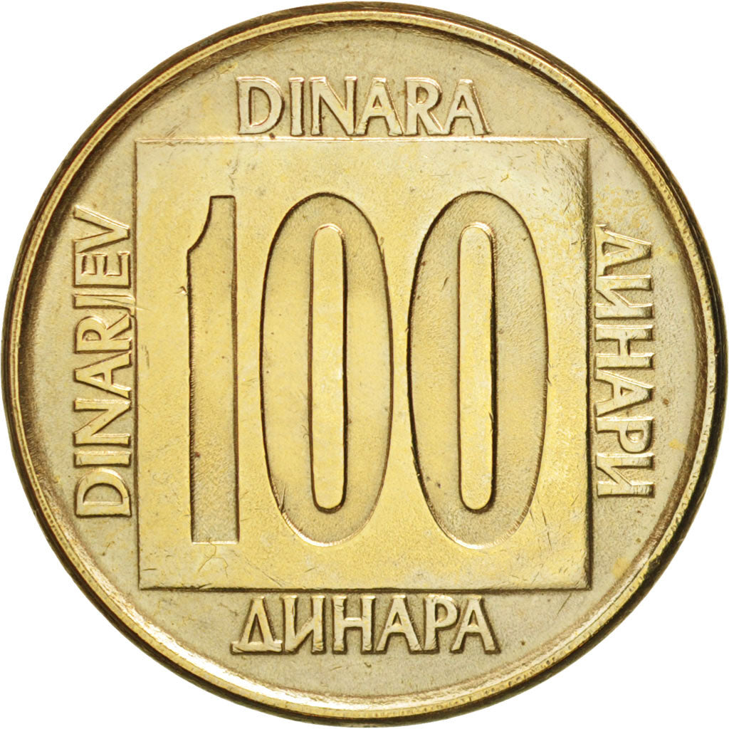 Coin, Yugoslavia, 100 Dinara, 1989, AU(55-58), Brass, KM:134