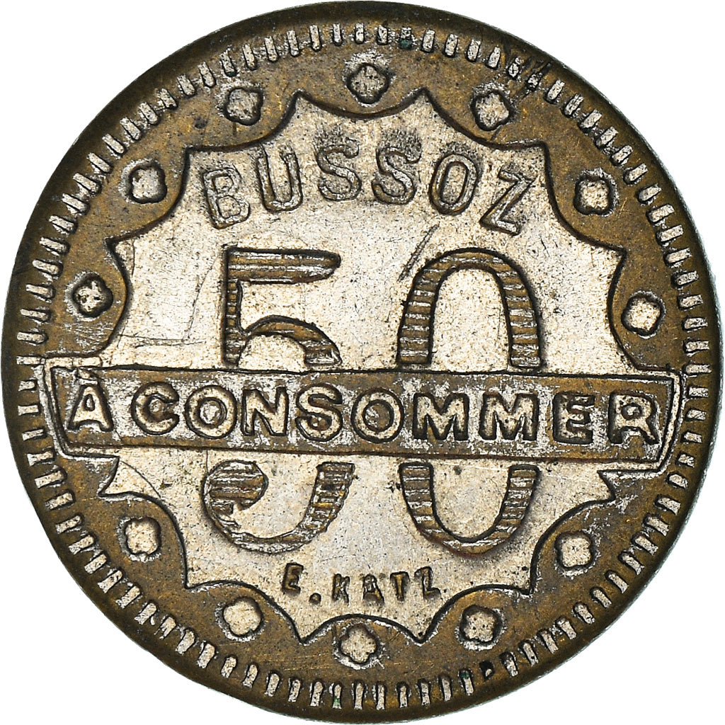 France, 50 Centimes, Jeton à consommer, Bussoz Paris, TTB, Laiton nickelé