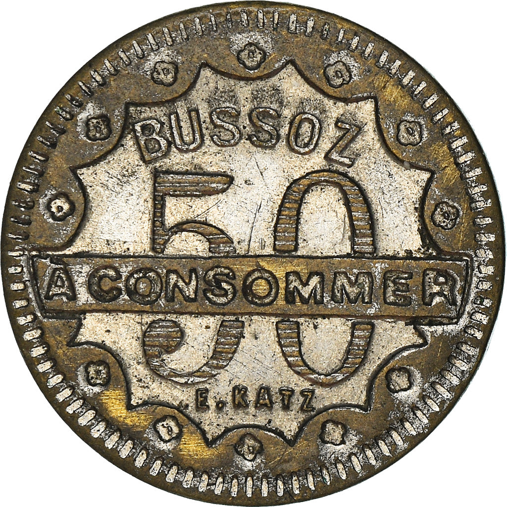 France, 50 Centimes, Jeton à consommer, Bussoz Paris, TTB, Laiton nickelé