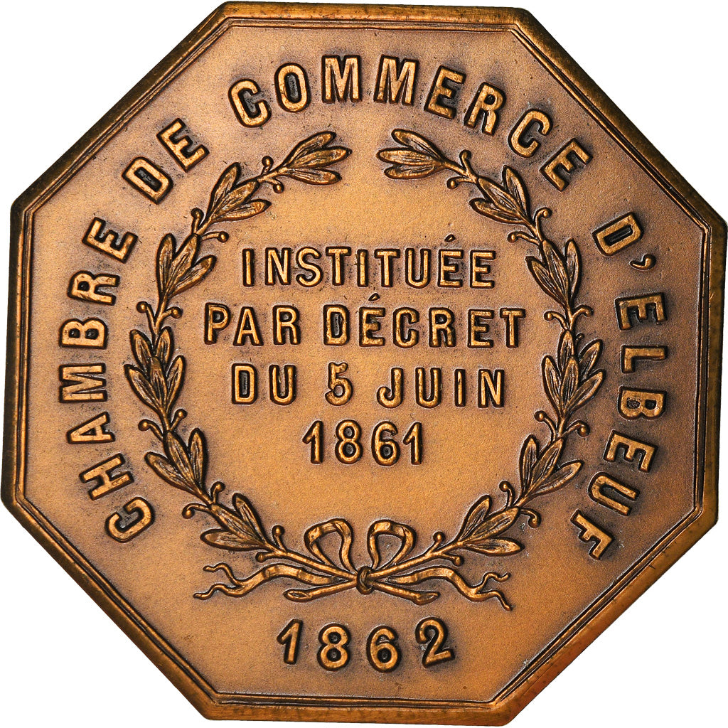 France, Token, Chambre de Commerce d'Elbeuf, 1862, MS(65-70), Bronze