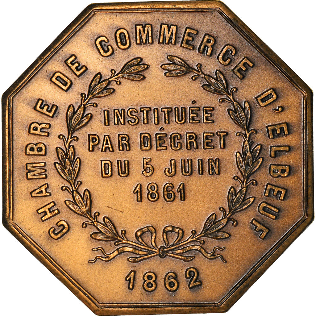 France, Token, Chambre de Commerce d'Elbeuf, 1862, MS(65-70), Bronze