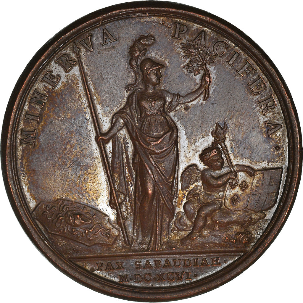 France, Medal, Louis XIV, Paix avec la Savoie, History, 1696, Mauger, AU(50-53)
