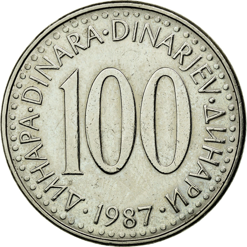 Coin, Yugoslavia, 100 Dinara, 1987, EF(40-45), Copper-Nickel-Zinc, KM:114