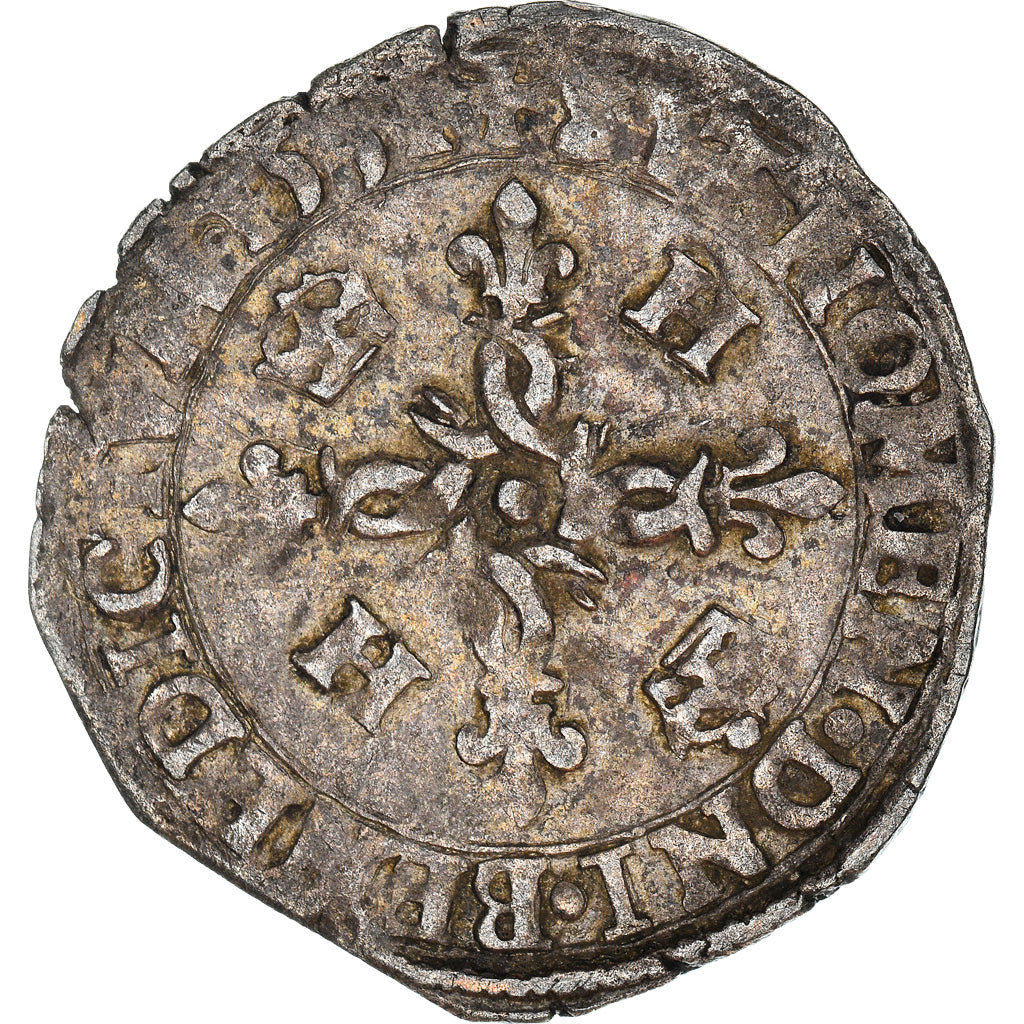 Munten, Frankrijk, Douzain aux croissants, 1551, La Rochelle, FR+, Billon
