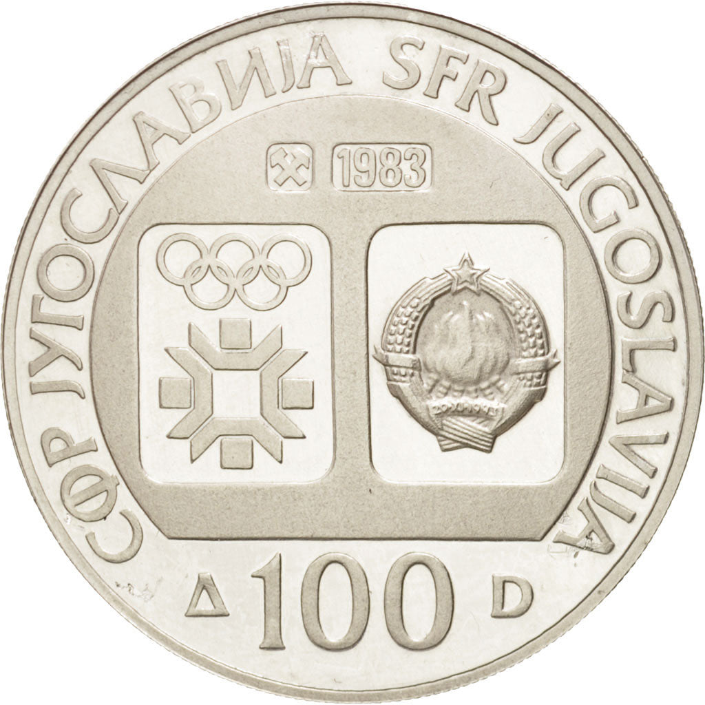 Coin, Yugoslavia, 100 Dinara, 1983, MS(63), Silver, KM:98