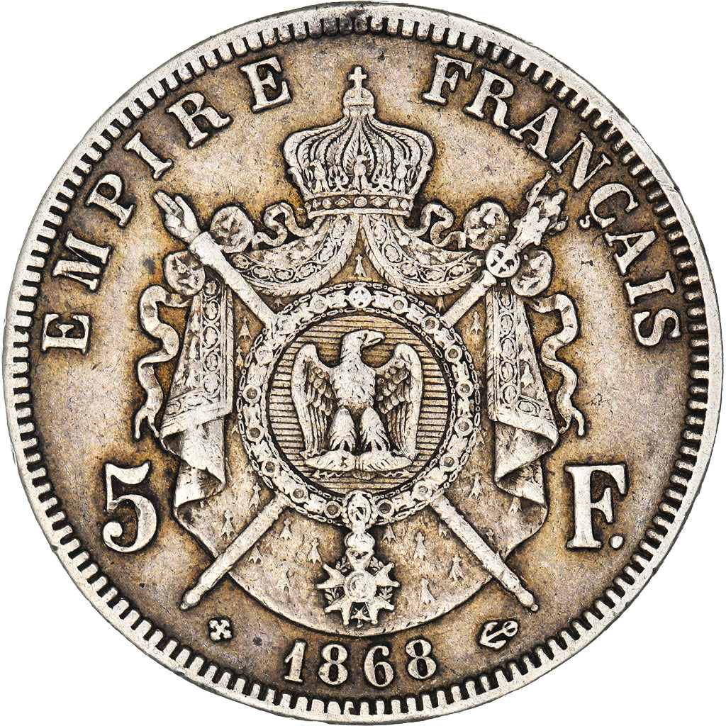 Coin, France, Napoléon III, 5 Francs, 1868, Strasbourg, EF(40-45), Silver