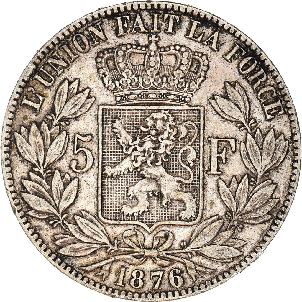 Coin, Belgium, Leopold II, 5 Francs, 5 Frank, 1876, EF(40-45), Silver, KM:24
