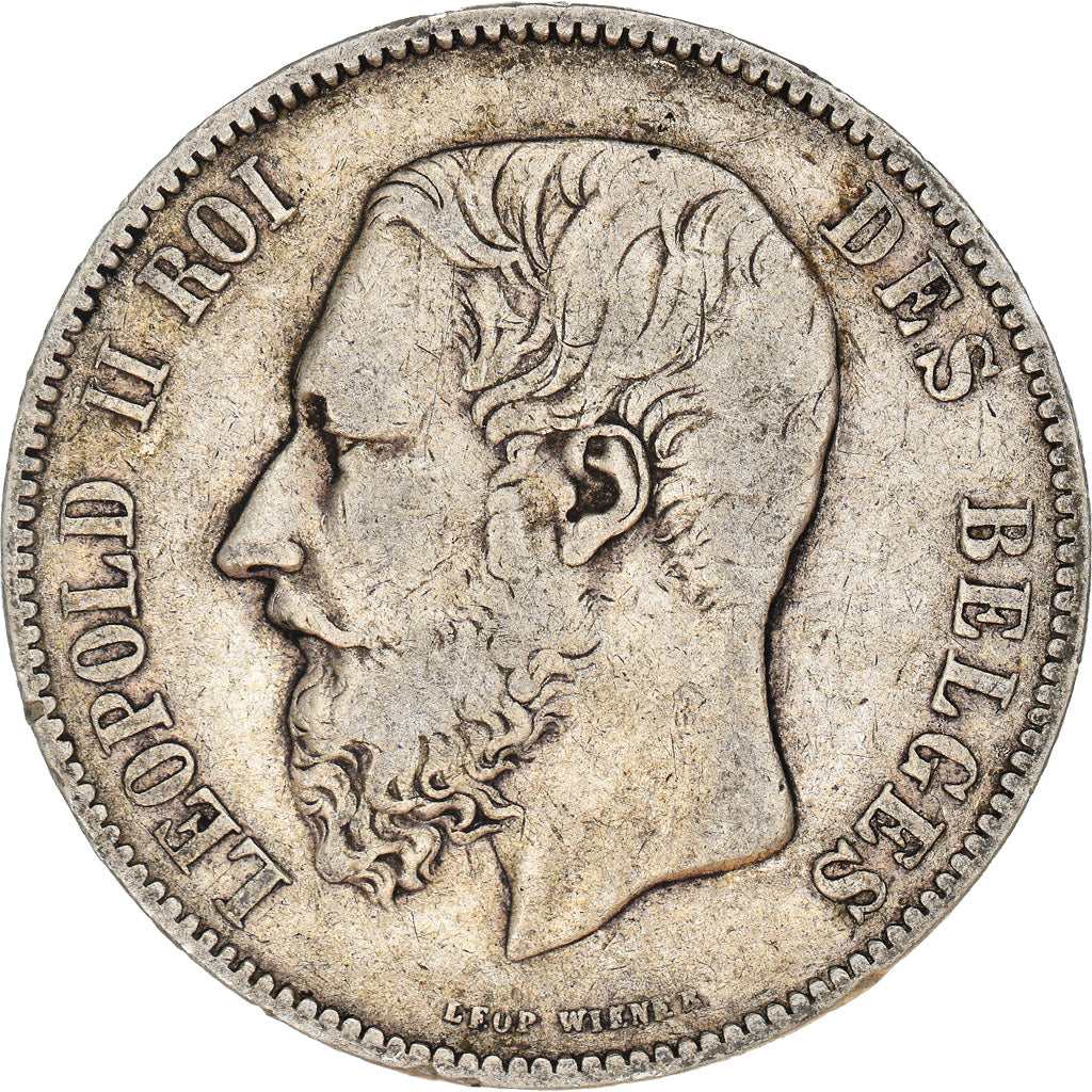 Coin, Belgium, Leopold II, 5 Francs, 5 Frank, 1872, VF(20-25), Silver, KM:24