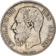 Coin, Belgium, Leopold II, 5 Francs, 5 Frank, 1872, VF(20-25), Silver, KM:24