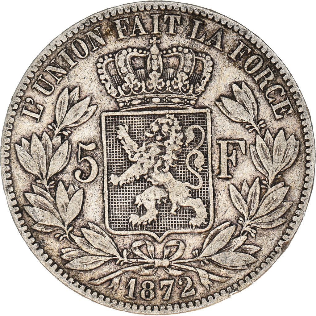 Coin, Belgium, Leopold II, 5 Francs, 5 Frank, 1872, VF(20-25), Silver, KM:24