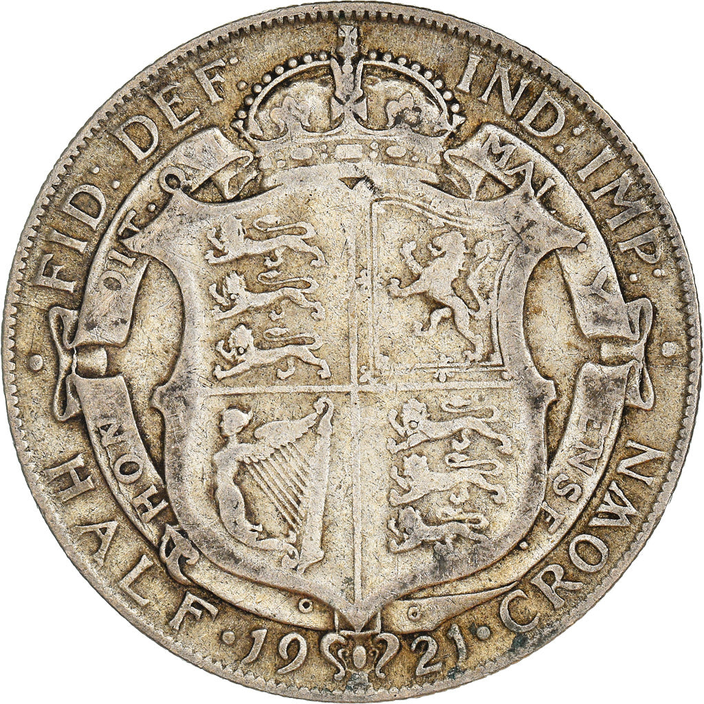 Coin, Great Britain, George V, 1/2 Crown, 1921, VF(30-35), Silver, KM:818.1a