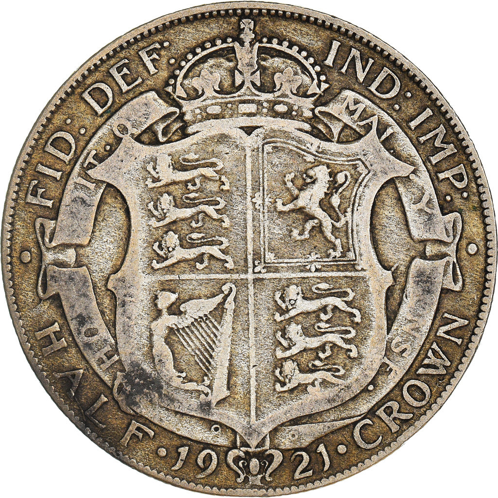 Coin, Great Britain, George V, 1/2 Crown, 1921, VF(30-35), Silver, KM:818.1a