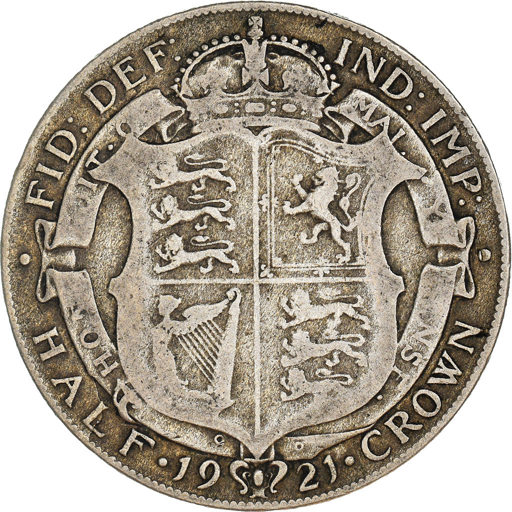 Moneta, Gran Bretagna, George V, 1/2 Crown, 1921, MB+, Argento, KM:818.1a
