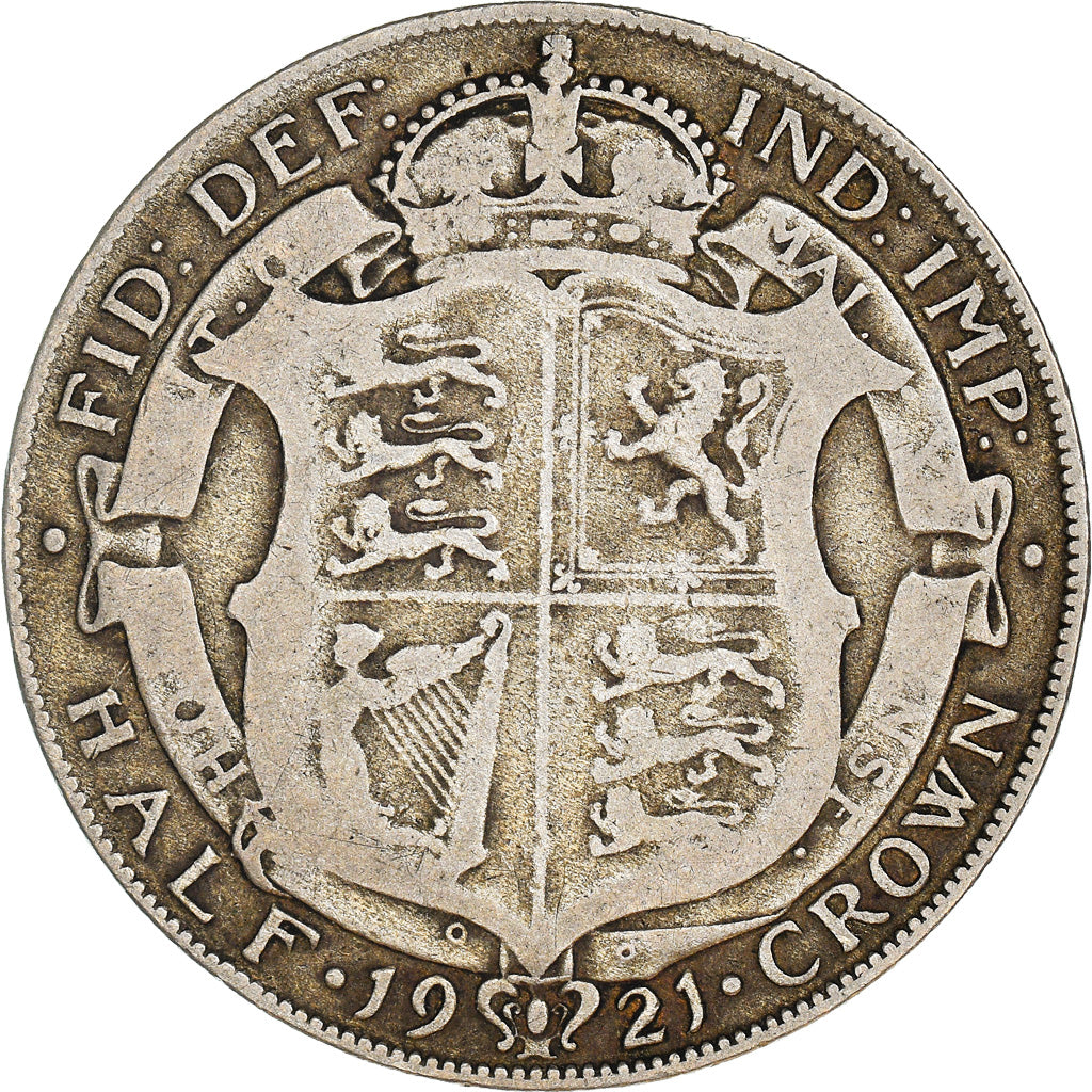Coin, Great Britain, George V, 1/2 Crown, 1921, VF(20-25), Silver, KM:818.1a
