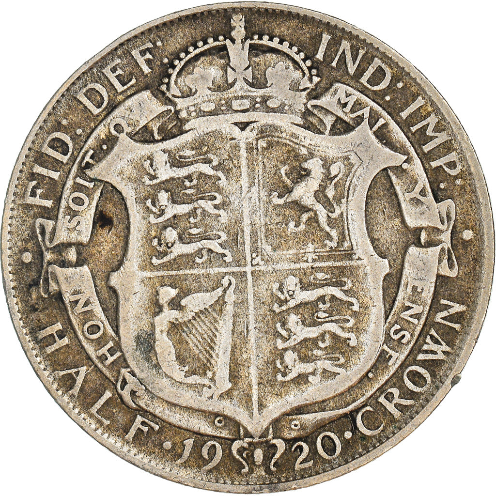 Coin, Great Britain, George V, 1/2 Crown, 1920, EF(40-45), Silver, KM:818.1a