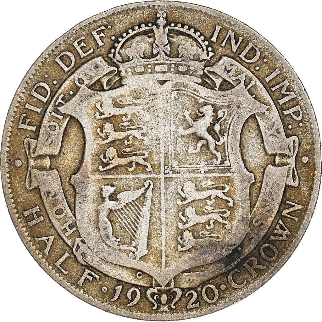 Coin, Great Britain, George V, 1/2 Crown, 1920, VF(30-35), Silver, KM:818.1a