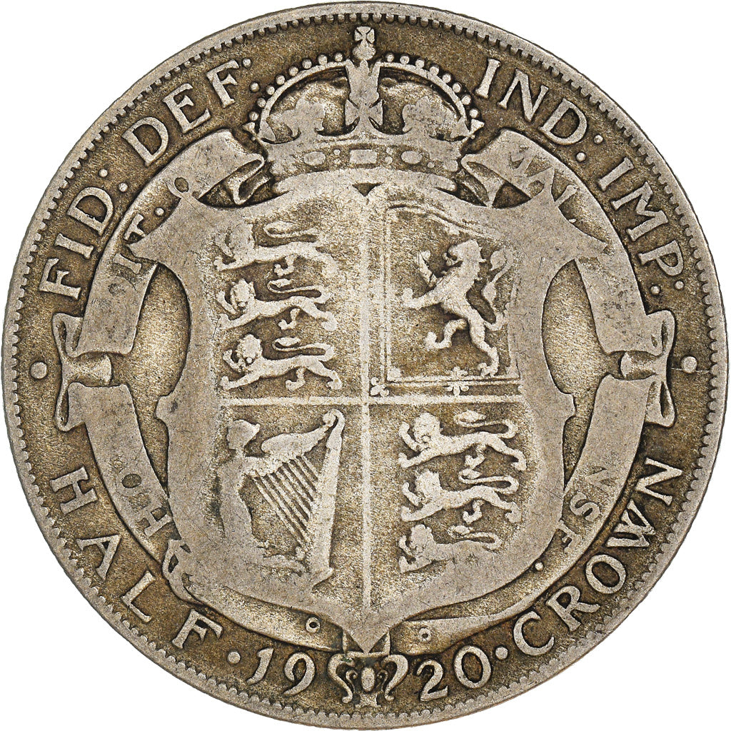 Coin, Great Britain, George V, 1/2 Crown, 1920, VF(20-25), Silver, KM:818.1a