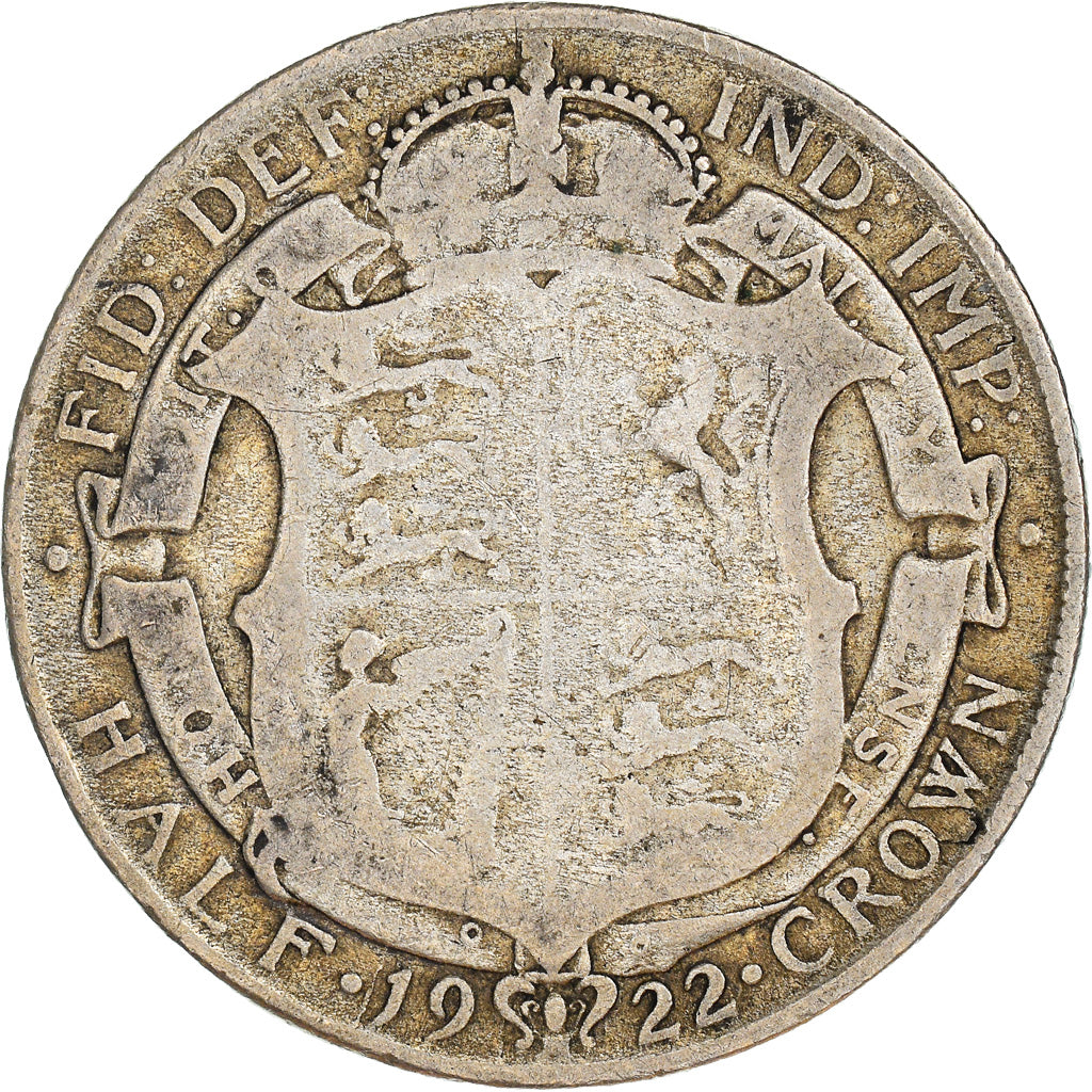 Coin, Great Britain, George V, 1/2 Crown, 1922, VF(20-25), Silver, KM:818.1a