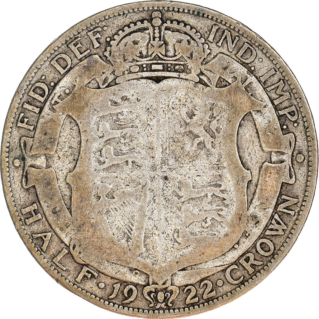 Coin, Great Britain, George V, 1/2 Crown, 1922, VF(20-25), Silver, KM:818.1a