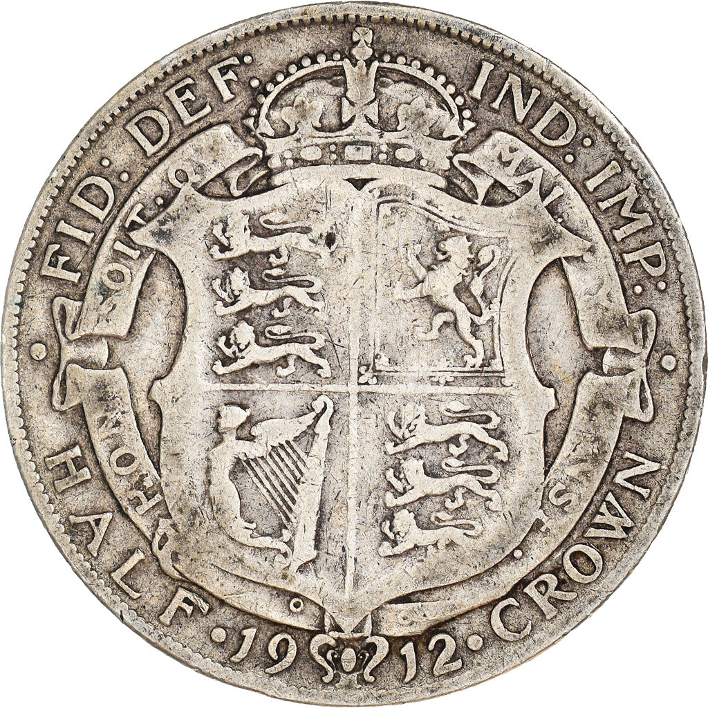 Coin, Great Britain, George V, 1/2 Crown, 1912, VF(30-35), Silver, KM:818.1