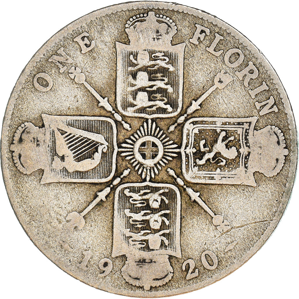 Coin, Great Britain, George V, Florin, Two Shillings, 1920, VF(20-25), Silver