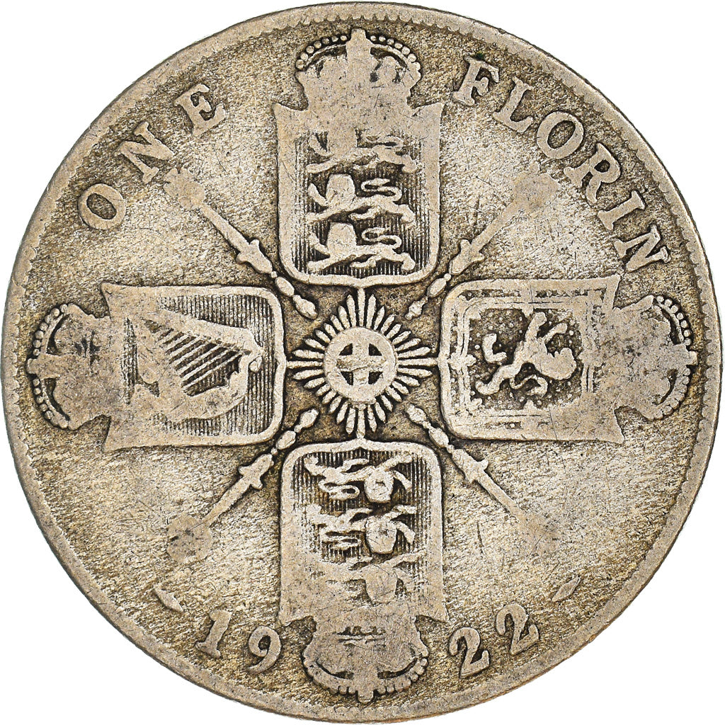 Coin, Great Britain, George V, Florin, Two Shillings, 1922, VF(20-25), Silver
