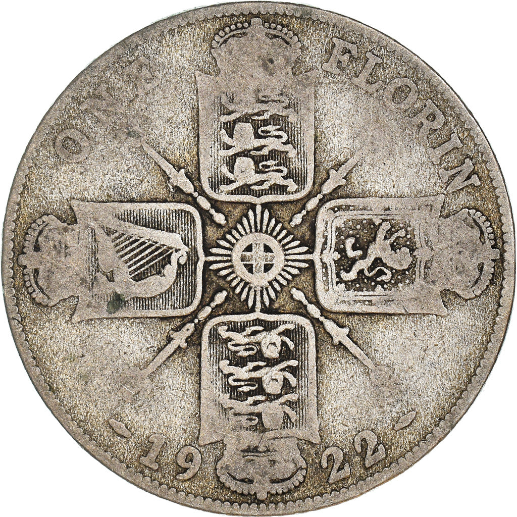 Coin, Great Britain, George V, Florin, Two Shillings, 1922, VF(20-25), Silver