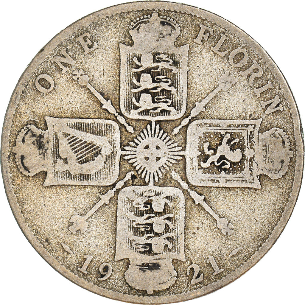 Coin, Great Britain, George V, Florin, Two Shillings, 1921, VF(20-25), Silver