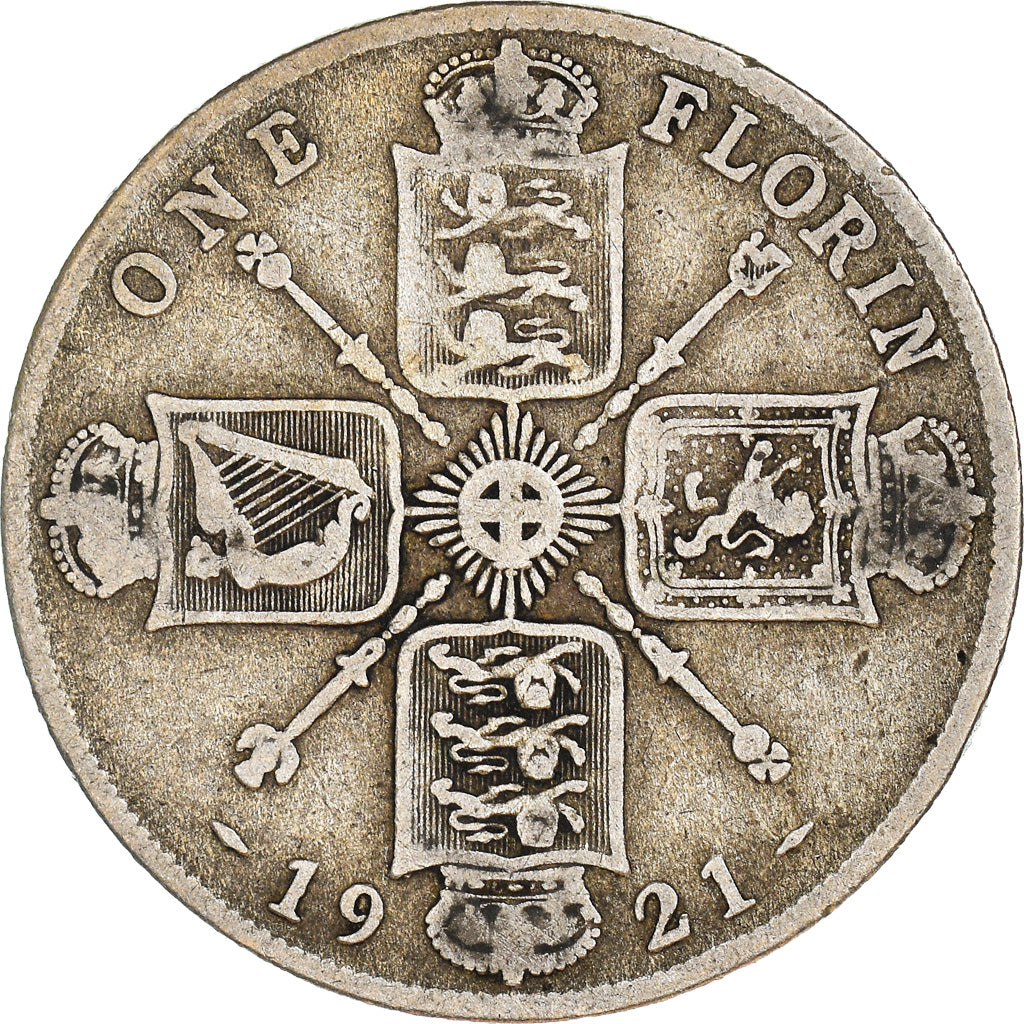Coin, Great Britain, George V, Florin, Two Shillings, 1921, VF(30-35), Silver