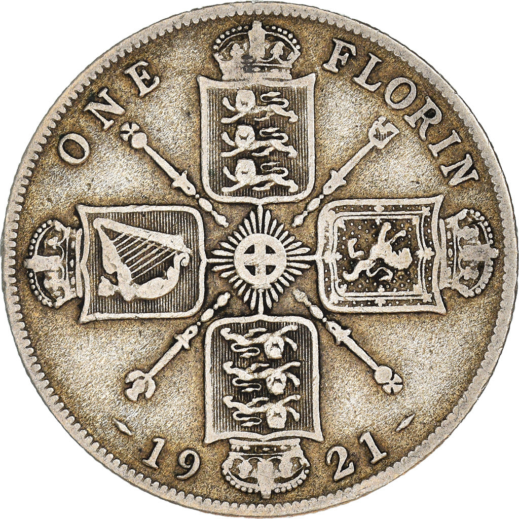 Moneta, Gran Bretagna, George V, Florin, Two Shillings, 1921, BB, Argento