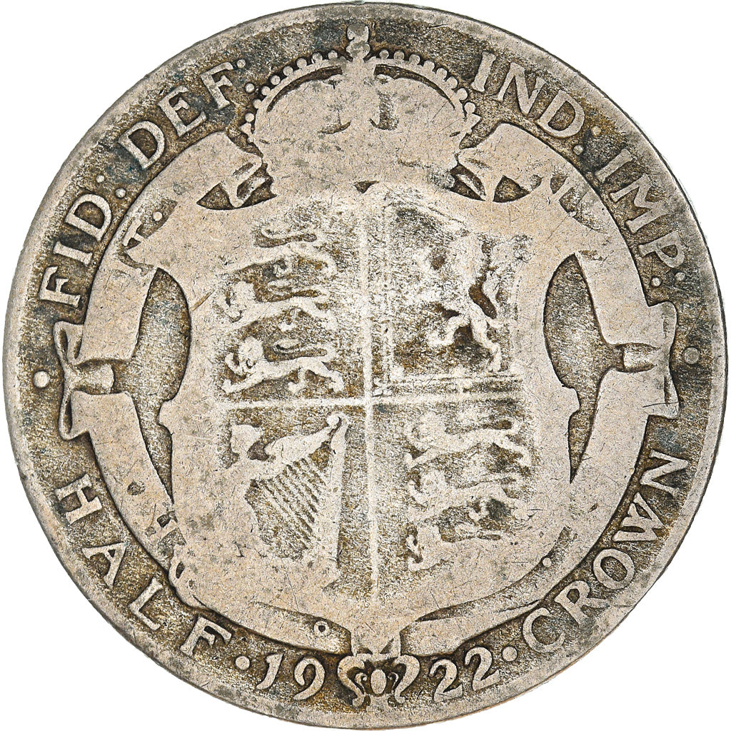 Coin, Great Britain, George V, 1/2 Crown, 1922, VF(20-25), Silver, KM:818.1a