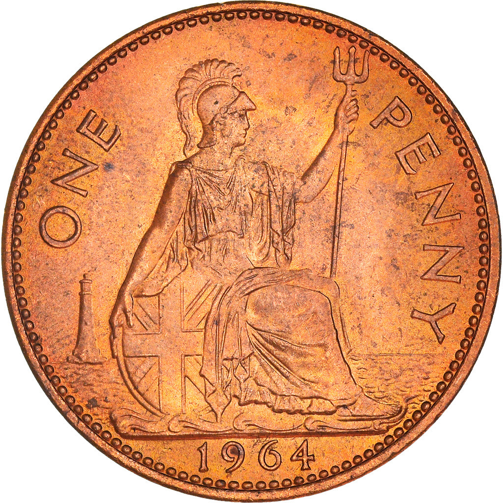 Coin, Great Britain, Elizabeth II, Penny, 1964, MS(63), Bronze, KM:897