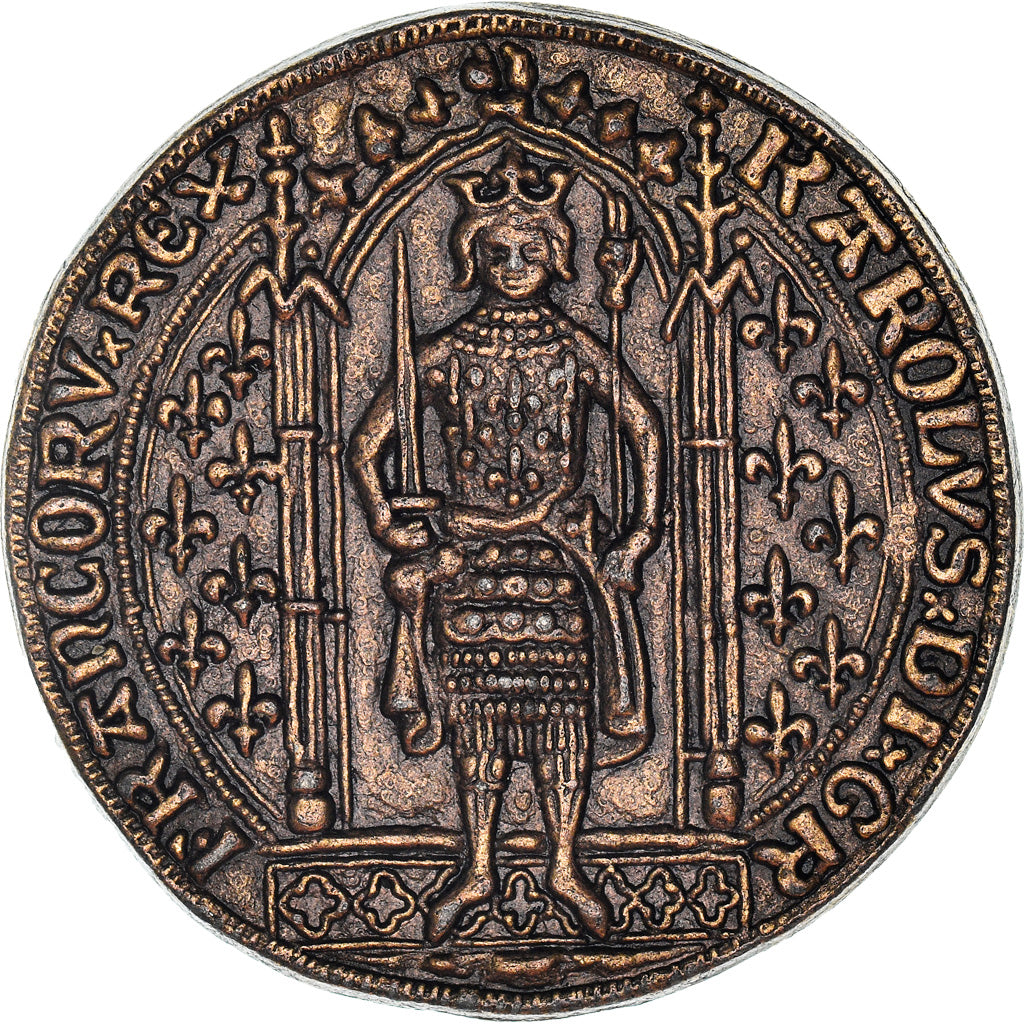 France, Token, Collection BP, Franc à Pied, Charles V, History, AU(50-53)